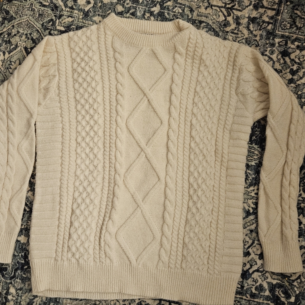 Aelfric Eden white cable knit sweater